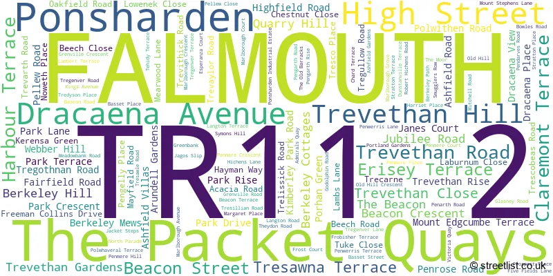 A word cloud for the TR11 2 postcode